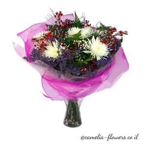 A Букет Магия in a pink vase available for delivery from a flower shop.