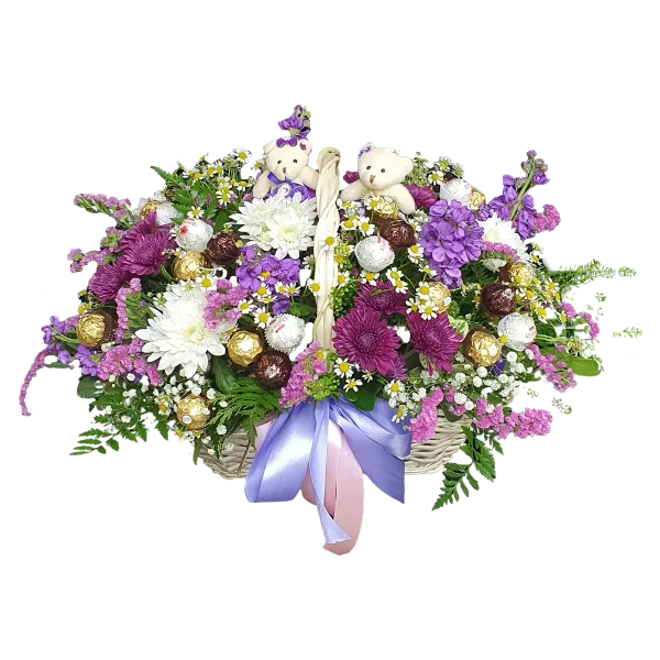 Букет цветов Сиреневая нежность и шоколад.
