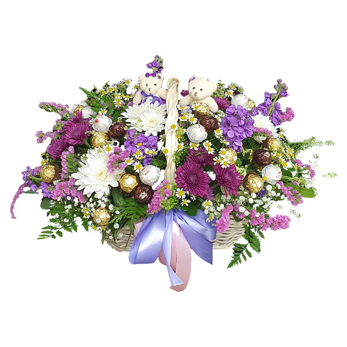 Букет цветов Сиреневая нежность и шоколад.